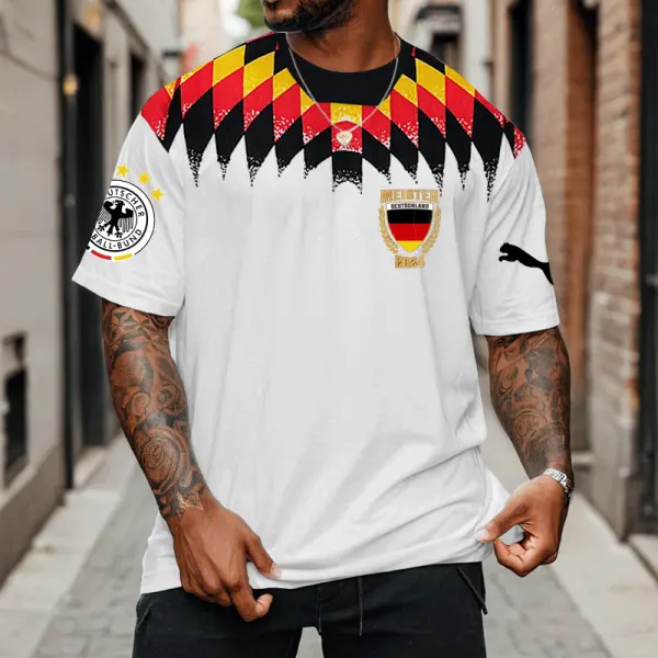 Men's Football Race 2024 Germany Loose Short Sleeve Oversized T-Shirt - Dozenlive.com 