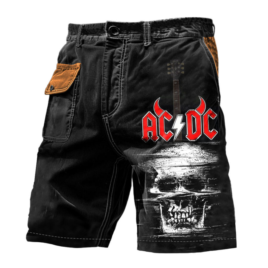 

Men's Cargo Shorts Rock Band Music Skull Vintage Distressed Utility Outdoor Shorts