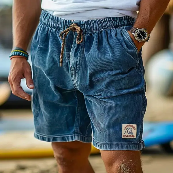 Men's Corduroy Surf Shorts Vintage Beach Vacation Daily Hawaii Casual Walkshort - Cotosen.com