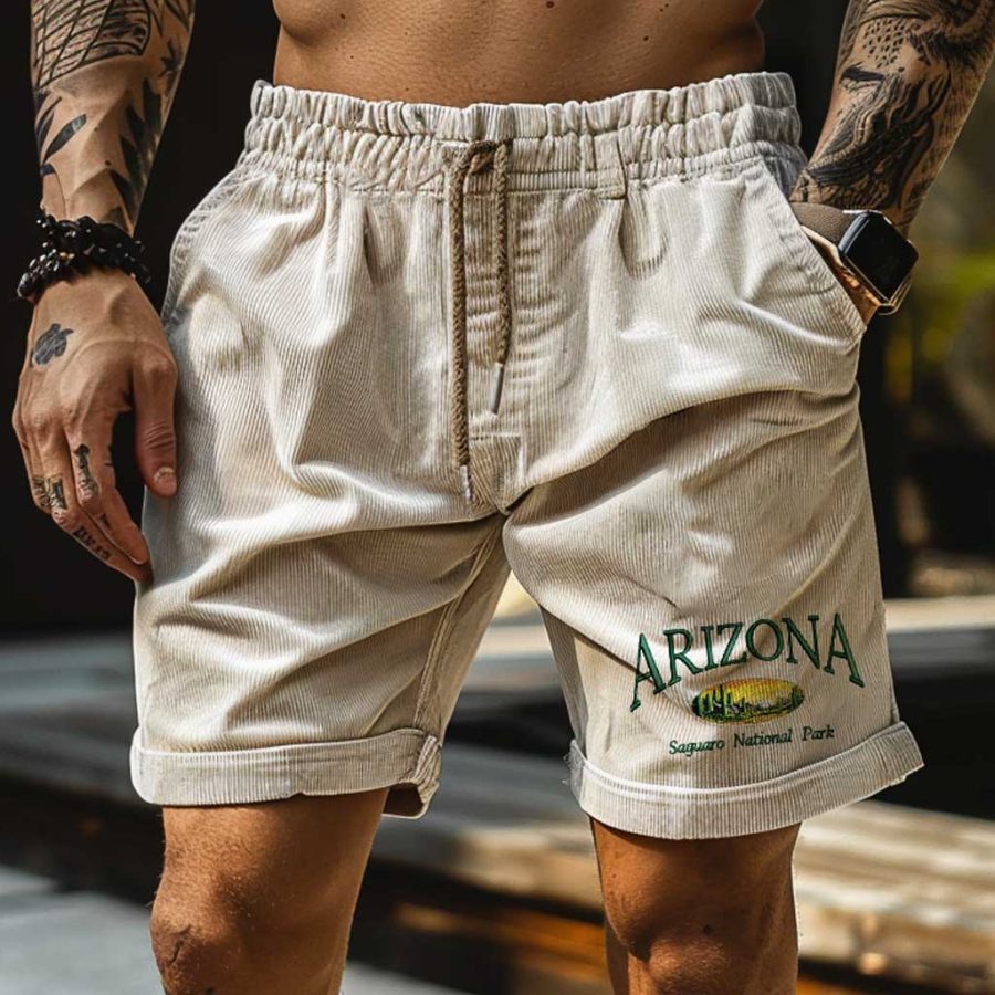 

Men's Corduroy Arizona Surf Shorts Vintage Beach Vacation Daily Hawaii Casual Walkshort