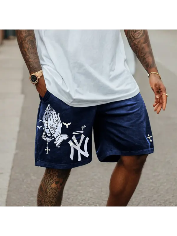 Men's Cross New York Printed Casual Shorts - Anrider.com 