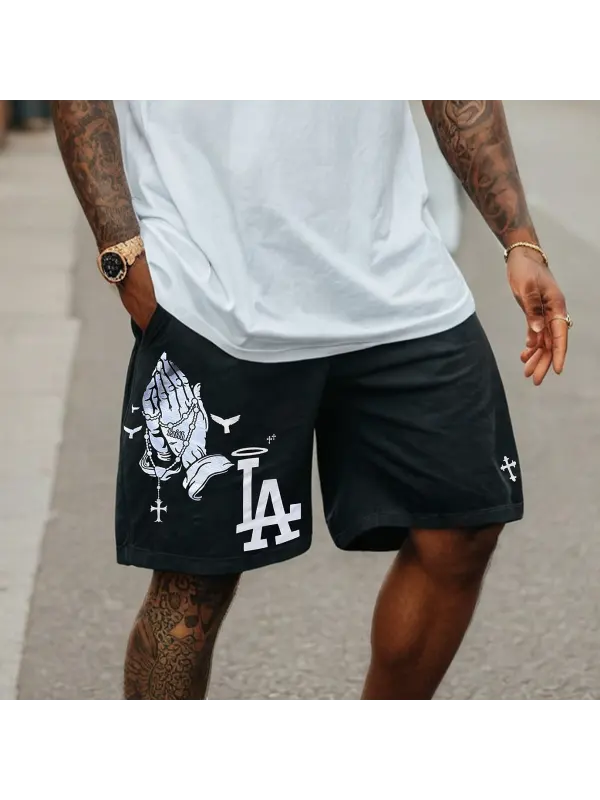 Men's Cross Los Angeles Printed Casual Shorts - Anrider.com 