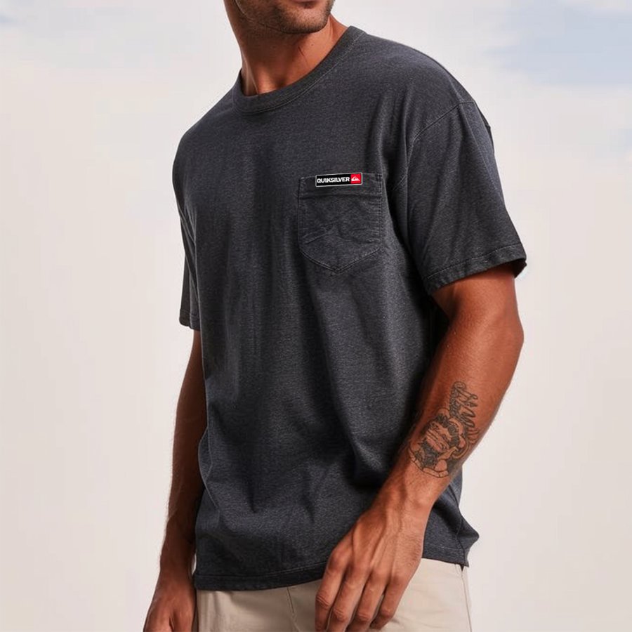 

Men's Surf Print Pocket Summer Daily Loose Short Sleeve T-shirt