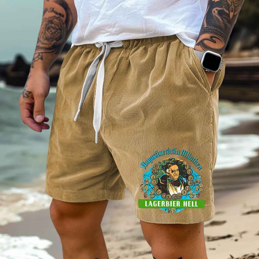 

Men's Vintage Beer Corduroy Surf 90s Shorts Casual Walkshort