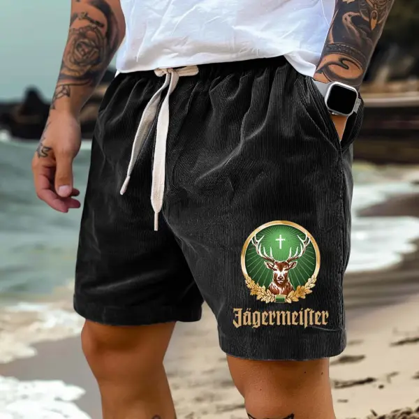 Men's Vintage Beer Corduroy Vintage 90s Shorts Casual Walkshort - Cotosen.com