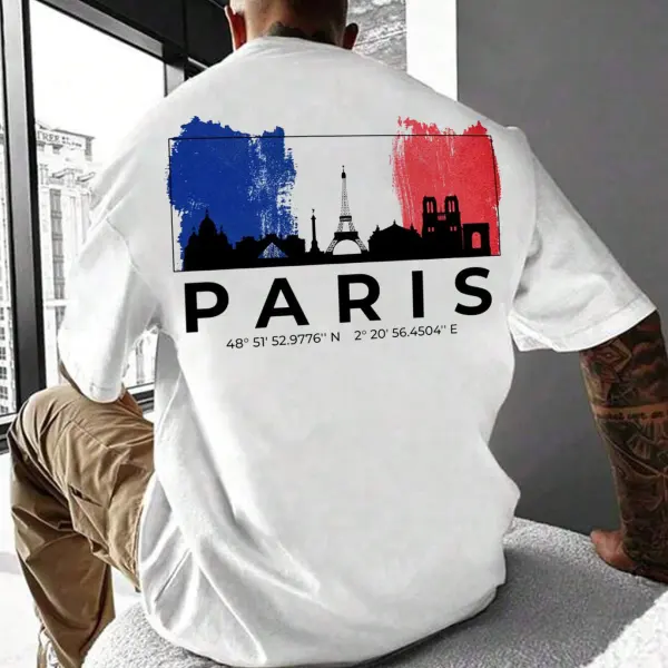 Men's Paris 2024 Print Loose Short Sleeve Oversized T-Shirt - Wayrates.com 