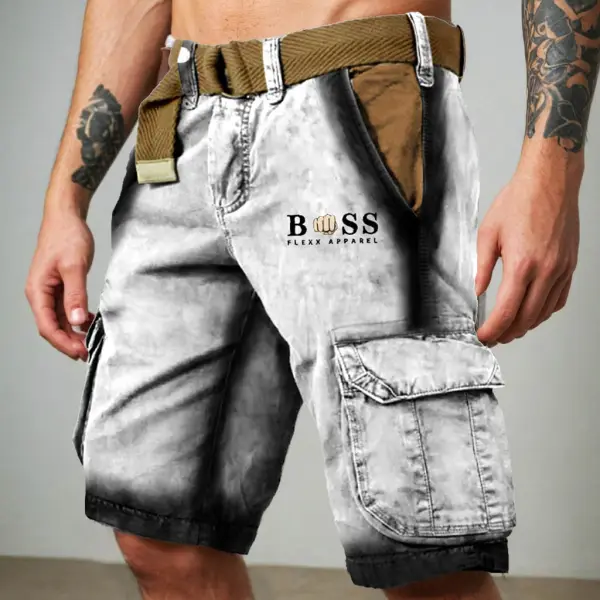 Men's Cargo Shorts Gradient Vintage Distressed Utility Outdoor Shorts - Wayrates.com 