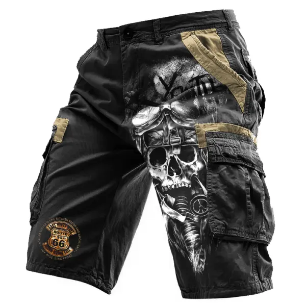 Men's Route66 Skull Soldier Vintage Print Shorts Only $39.99 - Cotosen.com 