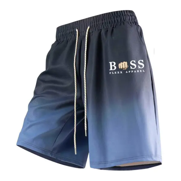 Men's Vintage Gradient Outdoor Elastic Drawstring Shorts - Wayrates.com 