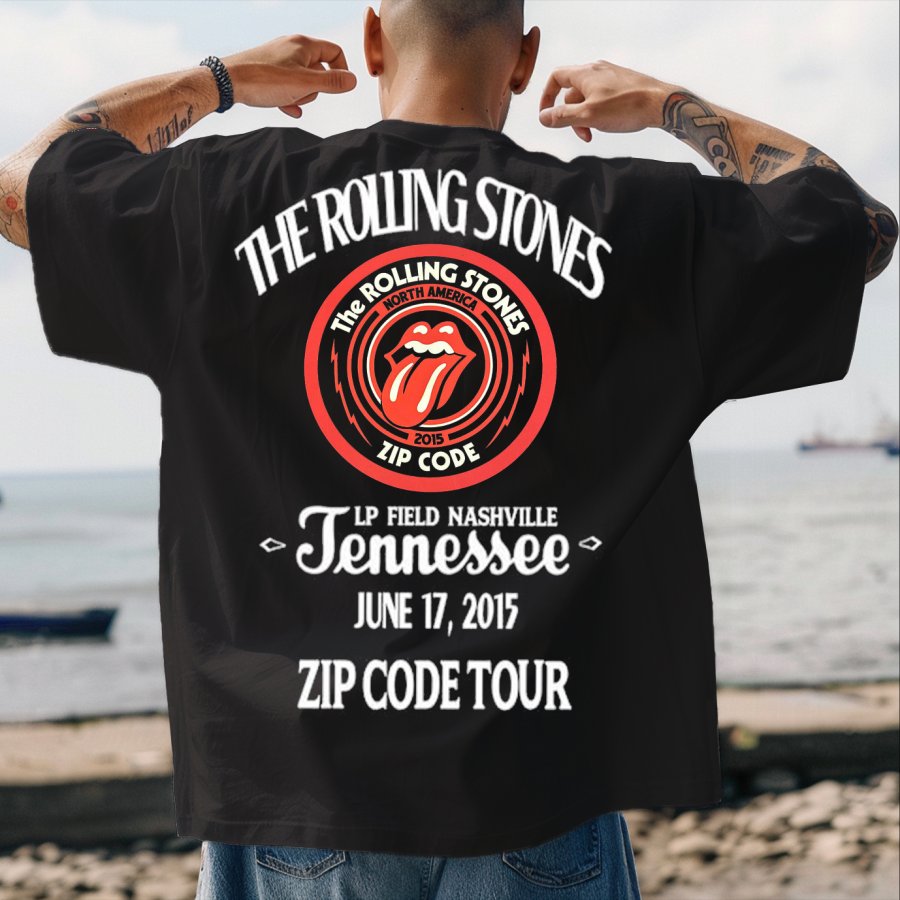 

Men's Rock Band Liquors Printed Loose Short Sleeve Oversized T-Shirt