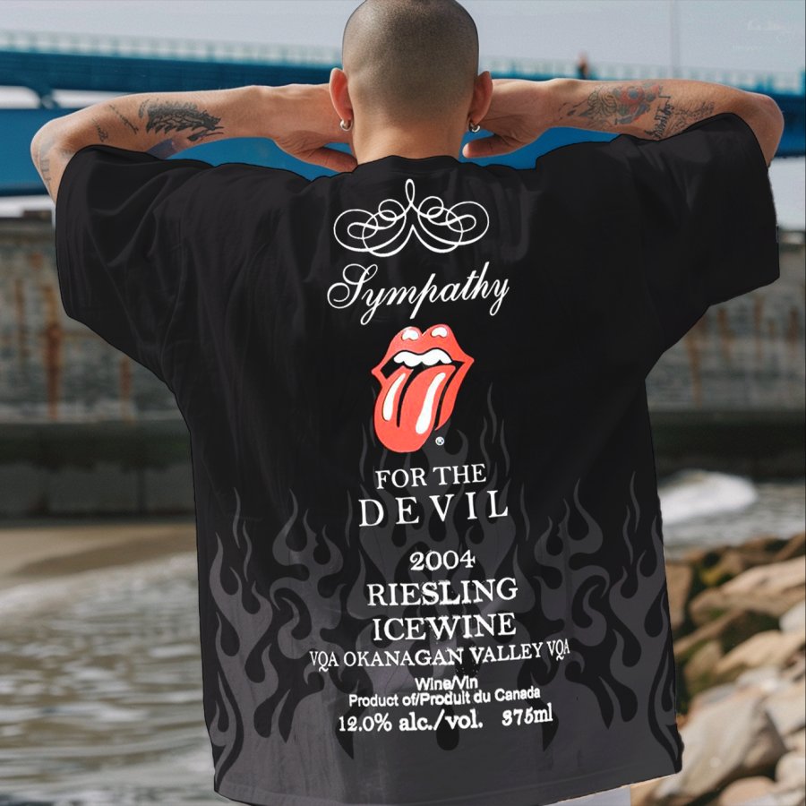 

Men's Rock Band Liquors Printed Loose Short Sleeve Oversized T-Shirt