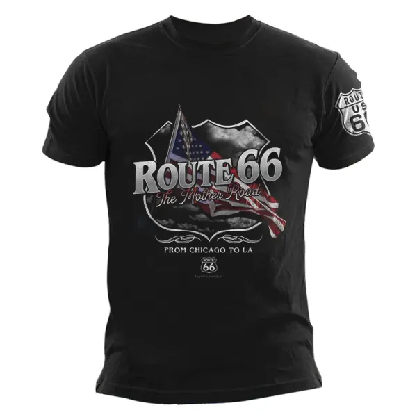 Unisex Route66 Vintage Outdoor Leisure T-shirt - Wayrates.com 