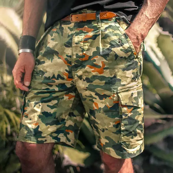 Men's Vintage Camo Multi-Pocket Daily Casual Cargo Shorts - Wayrates.com 