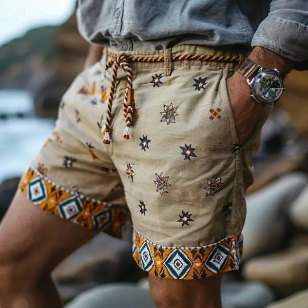 Men's Vintage Ethnic Aztec Print Surf Shorts Beach Vacation Daily Hawaii Casual Walkshort - Wayrates.com 