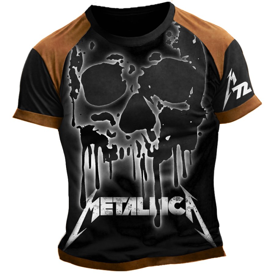 

Men's Retro Color Block Rock Band T-Shirt
