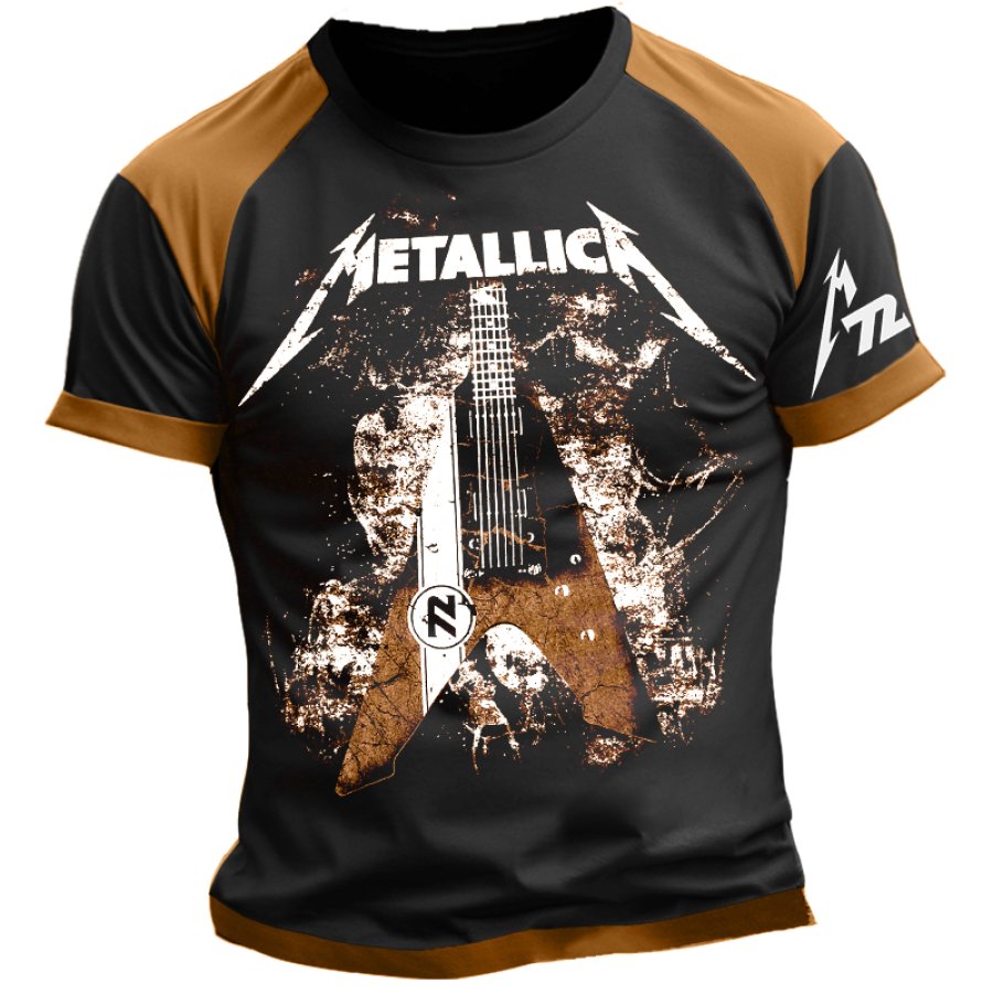 

Men's Retro Color Block Rock Band T-Shirt