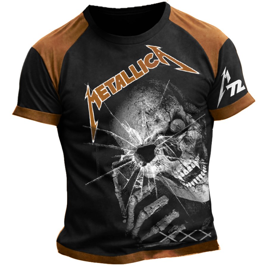 

Men's Retro Color Block Rock Band T-Shirt