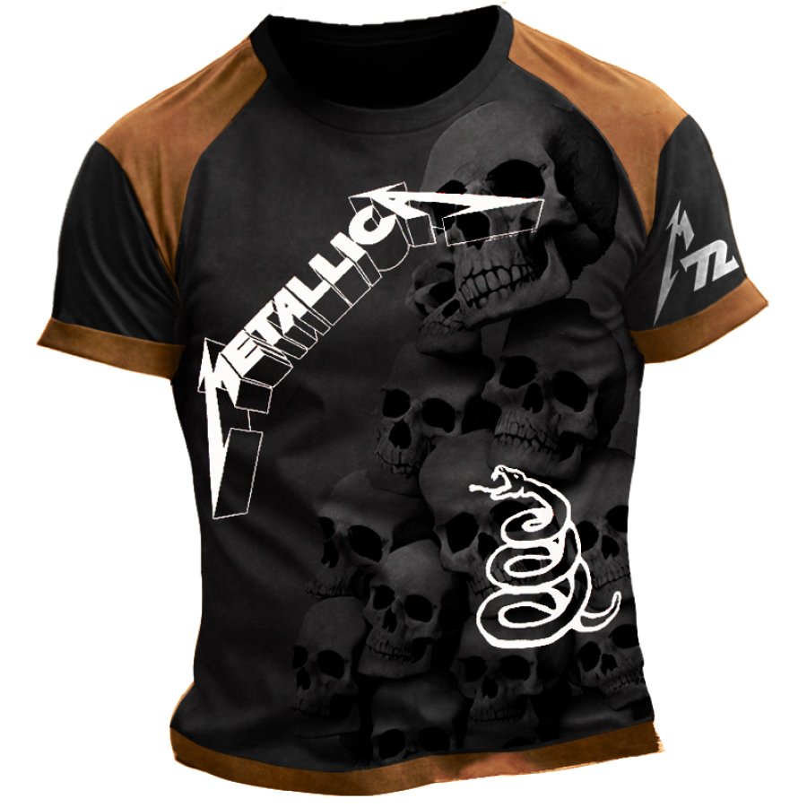 

Men's Retro Color Block Rock Band T-Shirt