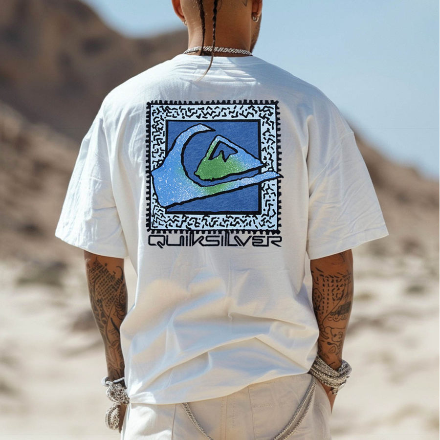 

Men's Vintage Surf Print Loose Short Sleeve Oversized T-Shirt