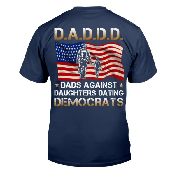 Men's Vintage Dads Against Daughters Dating Democrats American Flag Print Crew Neck Short Sleeve T-Shirt Only $19.99 - Cotosen.com 