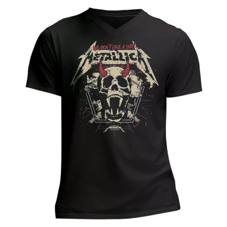 

Rock Band Skull V-neck T-shirt