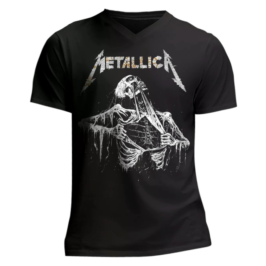 

Rock Band Skull V-neck T-shirt