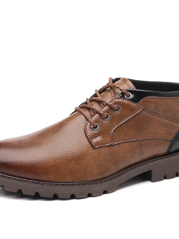 Men's Retro British Lace-up Short Boots Low-top Shoes Work Boots Martin Boots - Pragmaace.com 