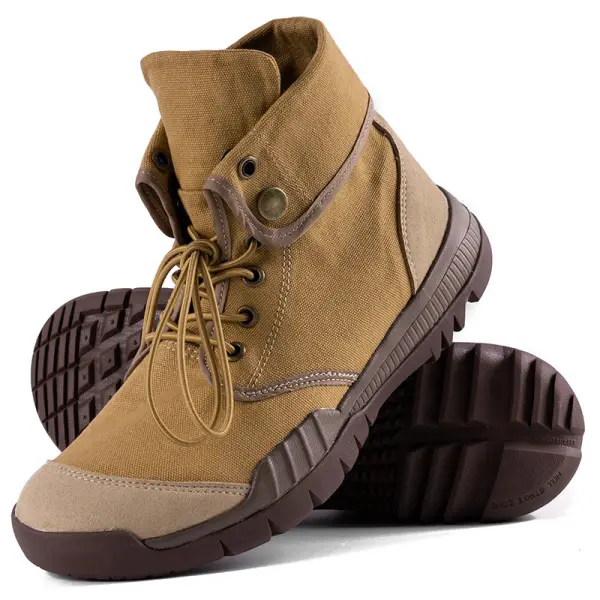 Men's Canvas Tactical Boots Mid-cut Breathable Tactical Boots - Wayrates.com 