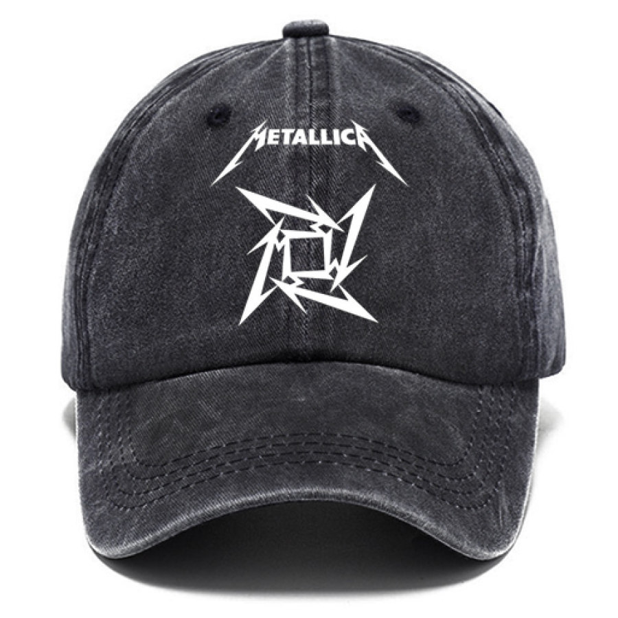 

Vintage Skull Rock Band Unisex Washed Cotton Sun Hat Vintage Print Casual Cap