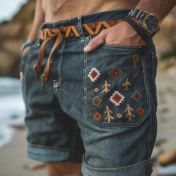 Men's Vintage Ethnic Aztec Print Surf Beach Vacation Daily Casual Shorts Only $29.99 - Elementnice.com 