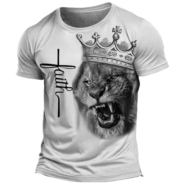 Jesus Lion Cross Printed T-shirt Only $19.99 - Elementnice.com 