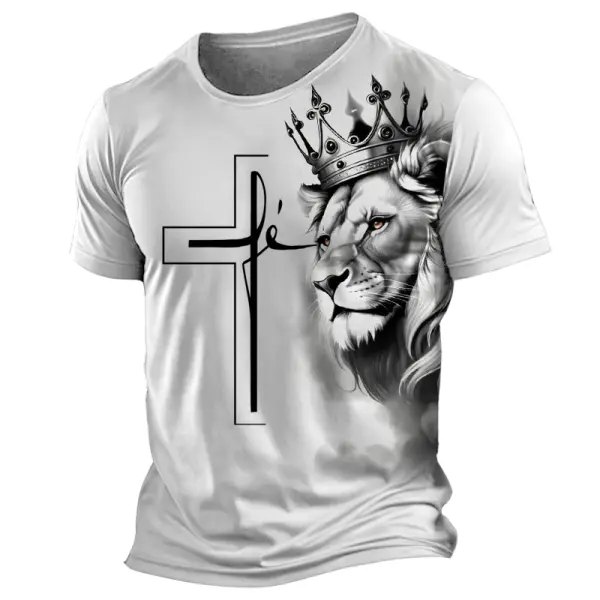 Jesus Lion Cross Printed T-shirt Only $19.99 - Rabclub.com 