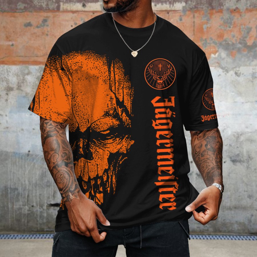 

Men's Vintage Beer Print Loose Short Sleeve Crew Neck Oversized T-Shirt