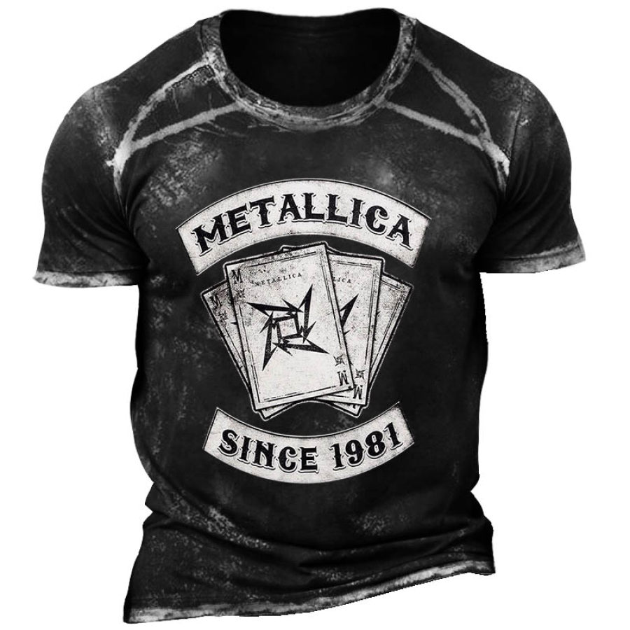 

Men's Vintage Rock Band Daily Short Sleeve Crew Neck T-shirt