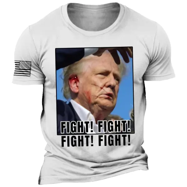 Men's Vintage Fight Never Give Up Printed T-shirt - Cotosen.com