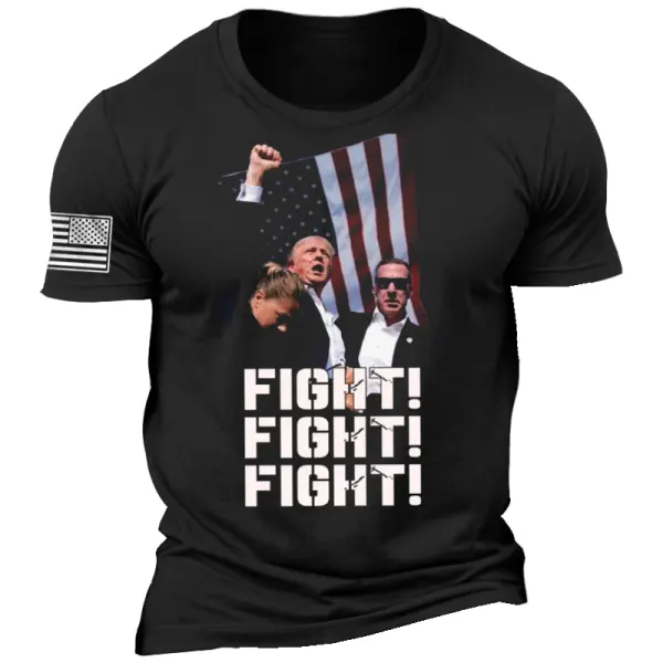 Men's Vintage Fight Never Give Up Printed T-shirt - Cotosen.com
