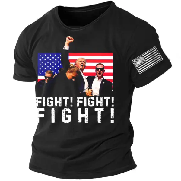 Men's Vintage Fight Never Give Up Printed T-shirt - Cotosen.com