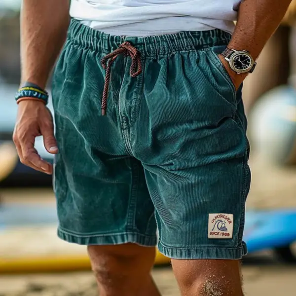 Men's Corduroy Surf Shorts Vintage Beach Vacation Daily Hawaii Casual Walkshort - Wayrates.com 