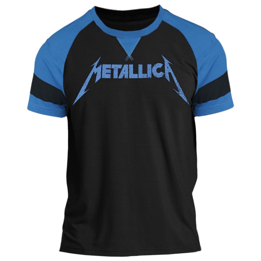 

Men's Skull Rock Band Vintage Short Sleeve Color Block Summer Daily Crew Neck T-shirt