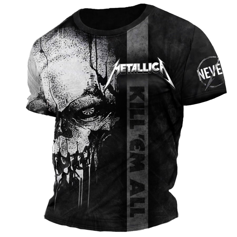 

Men's Vintage Skull Rock Band Print Daily Short Sleeve Crew Neck T-Shirt