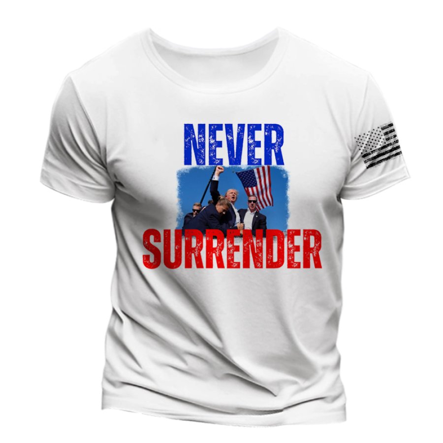 

Men's Vintage Fight Never Surrender Printed T-shirt