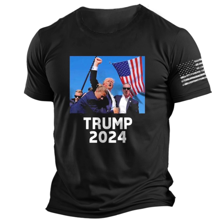 

Men's Vintage 2024 Fight Never Give Up Printed T-shirt