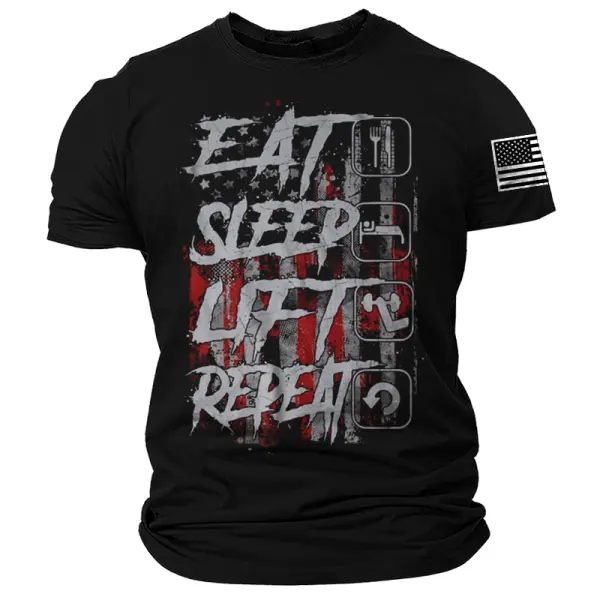 Vintage Eating Sleeping Repetitive Life Flag T-shirt - Wayrates.com 