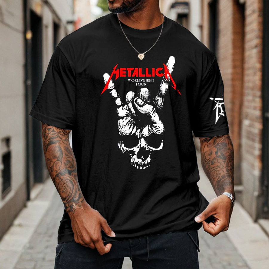 

Men's Vintage Dark Skull Rock Band Loose Short Sleeve Oversized T-Shirt