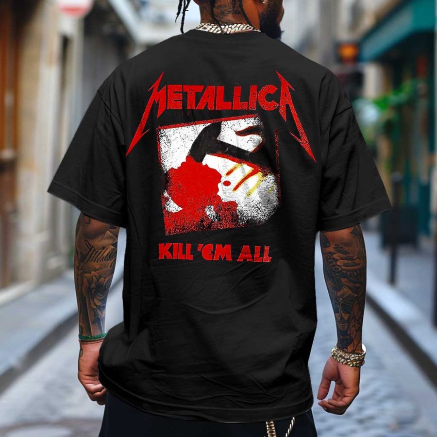 

Men's Vintage Rock Band Loose Short Sleeve Oversized T-Shirt