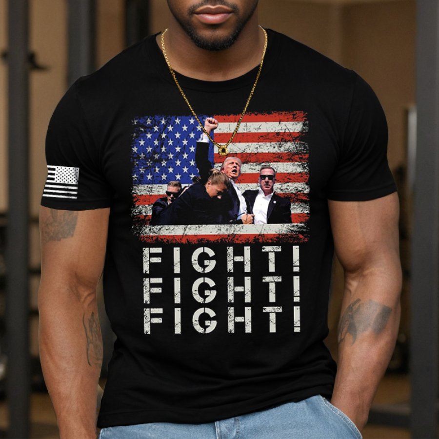 

Men's Vintage Fight Never Give Up Printed T-shirt