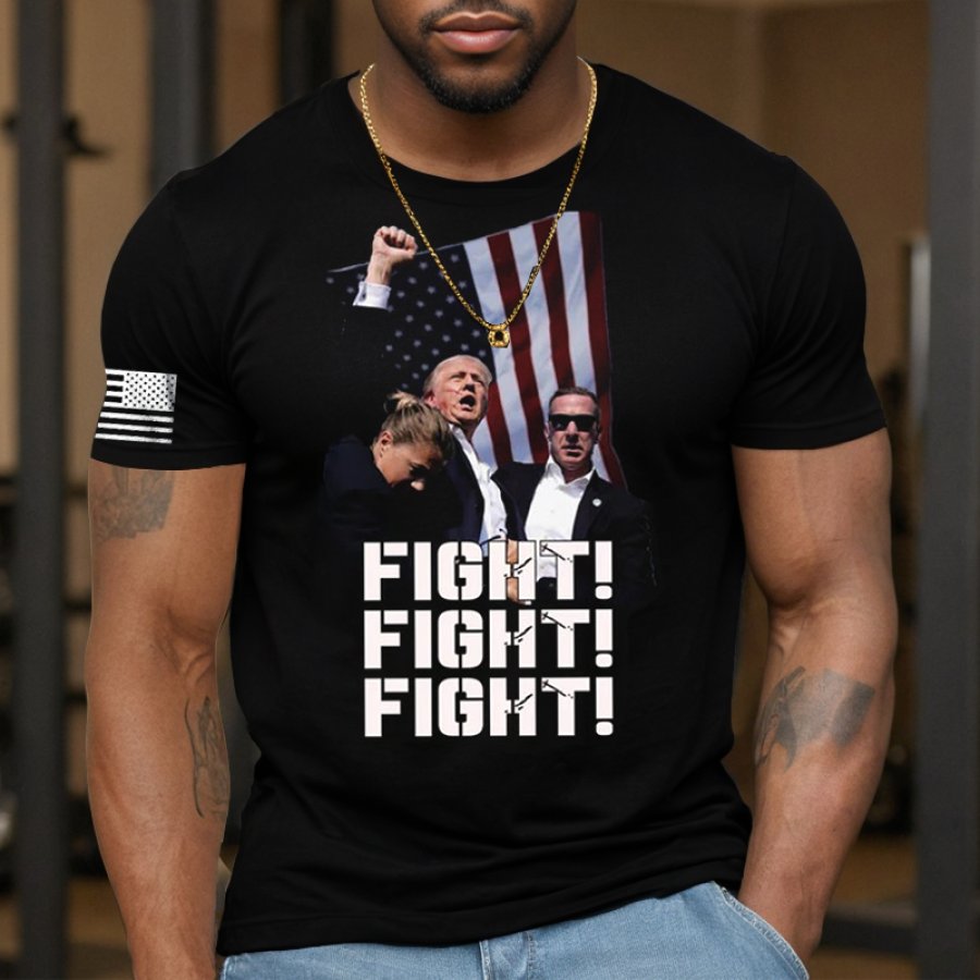 

Men's Vintage Fight Never Give Up Printed T-shirt