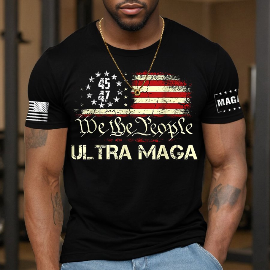 

Make American Great Flight Men's Vintage Short Sleeve Crew Neck T-shirt