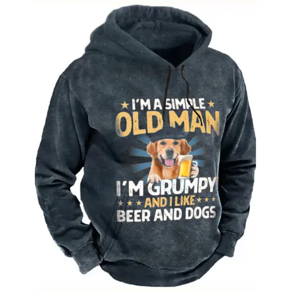 Men's Pullover Hoodie Sweatshirt Navy Blue Coffee Hooded Dog Graphic Prints Top Only $32.99 - Cotosen.com 