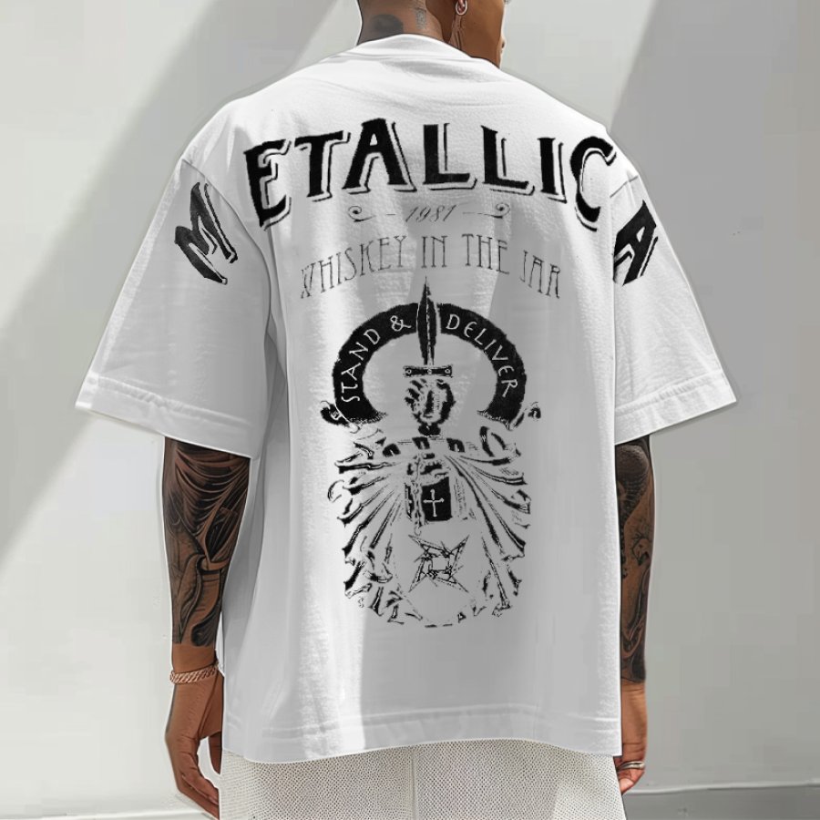 

Men's Oversized Retro Rock Band Heavy Metal Rock Print T-shirt